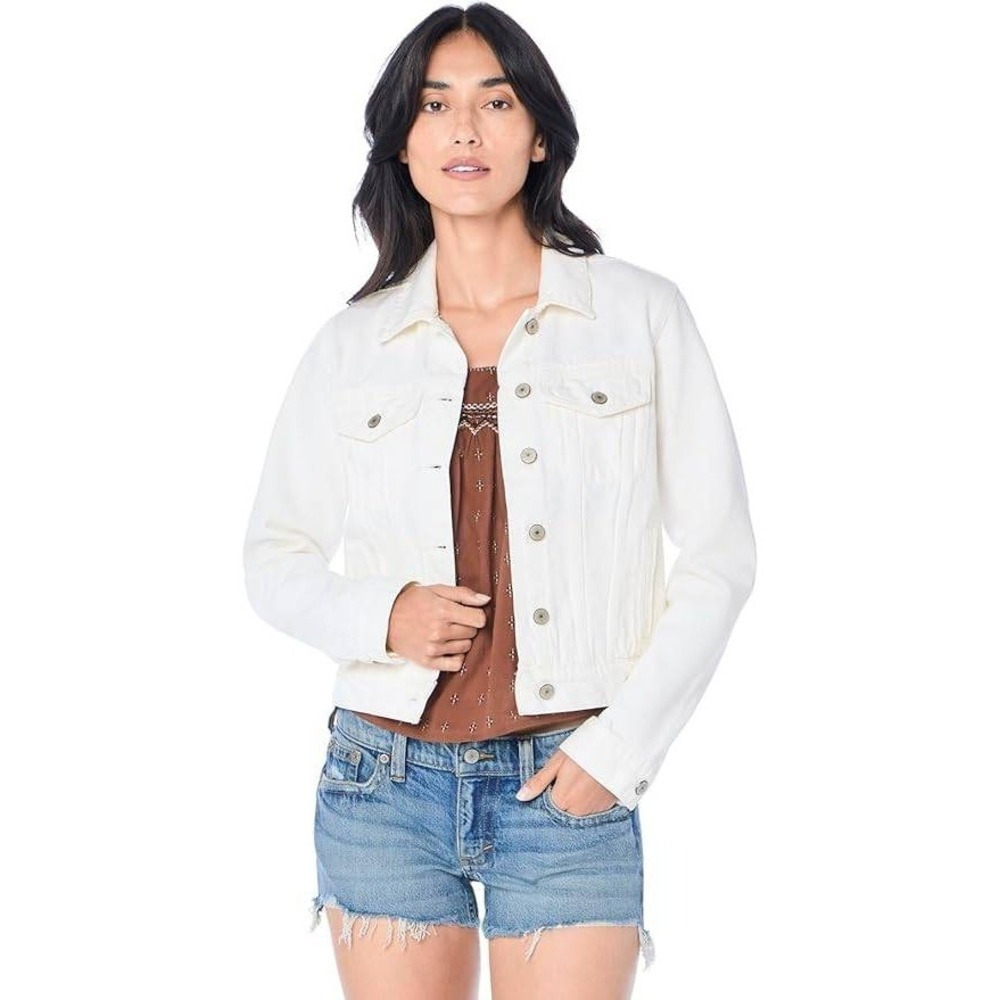 Lucky Brand Womens Clean White Cotton Denim Trucker Jacket NWT Size L